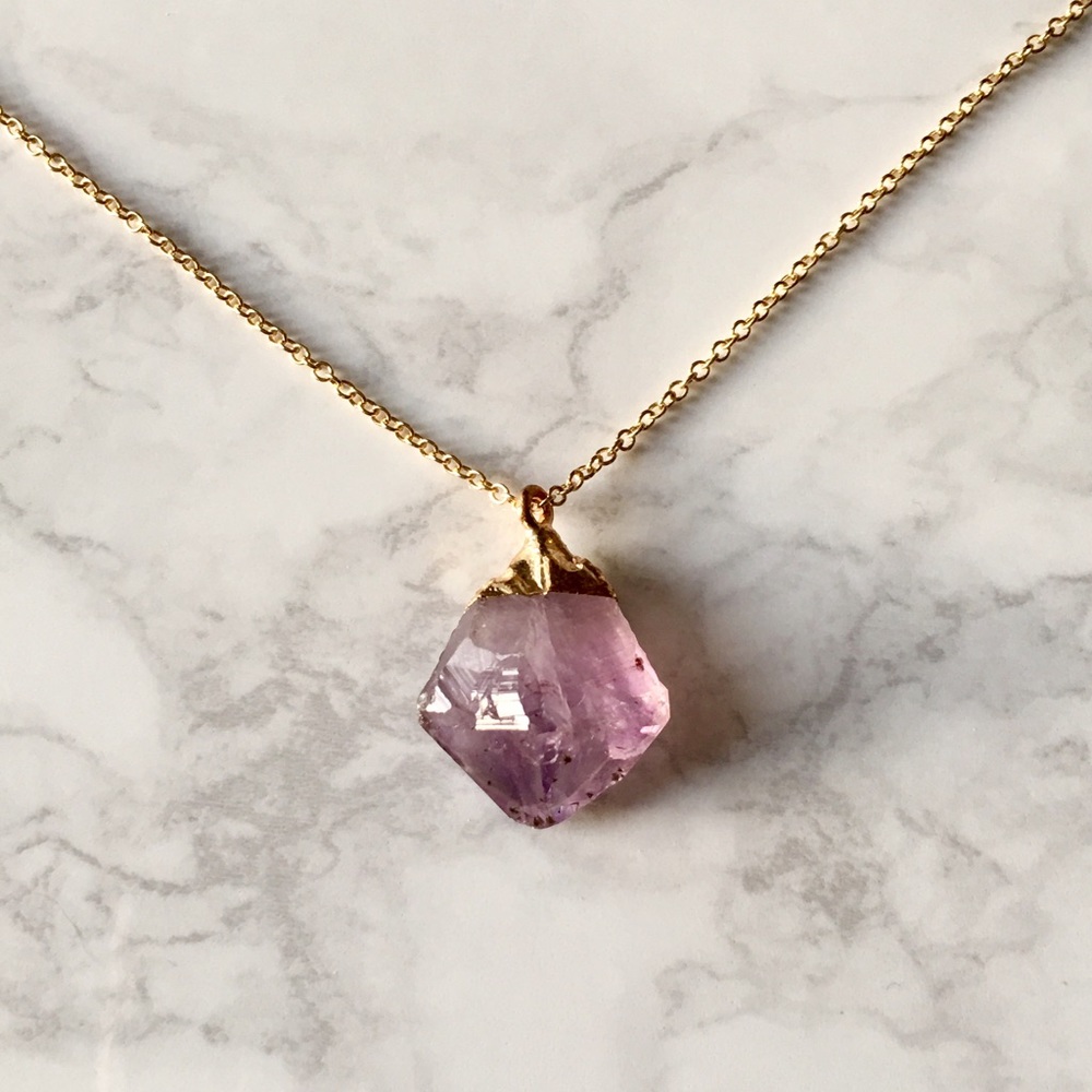 Natural Stone Raw Crystal Necklace Dainty Chain - Picture 3 of 8