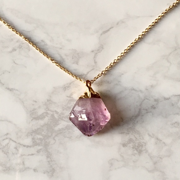 Natural Stone Raw Crystal Necklace Dainty Chain - Picture 3 of 8