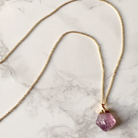 Natural Stone Raw Crystal Necklace Dainty Chain - Picture 2 of 8