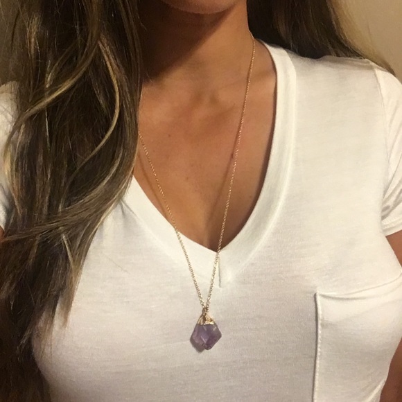 Natural Stone Raw Crystal Necklace Dainty Chain - Picture 6 of 8