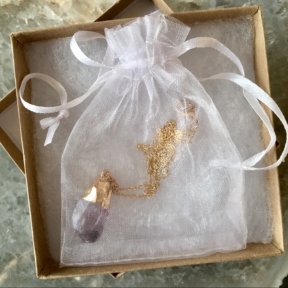 Natural Stone Raw Crystal Necklace Dainty Chain - Picture 7 of 8