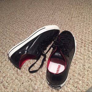 Black patent leather converse sneakers