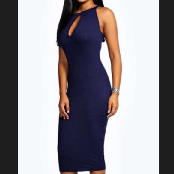 Navy bodycon midi dress