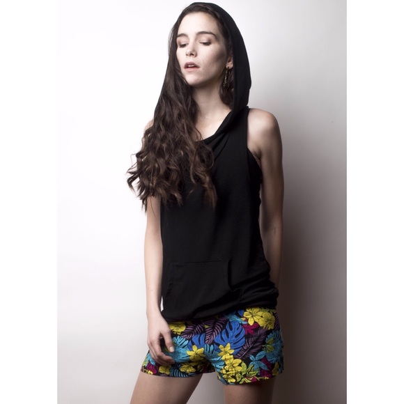 Tropical floral elastic waistband cloth shorts!