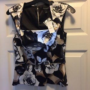 White House Black Market satin floral top