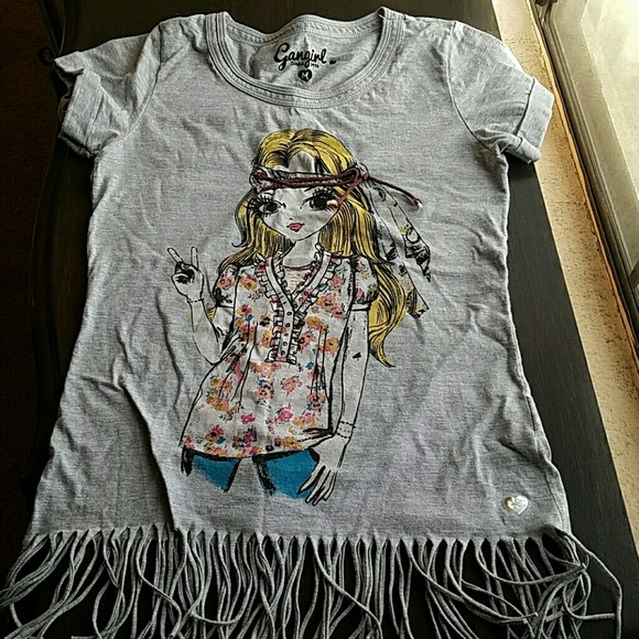 Girls Gangirl fringe shirt Size M 14