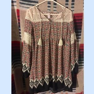 Print long sleeve dress