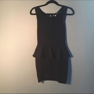 Black Peplum Mesh Dress
