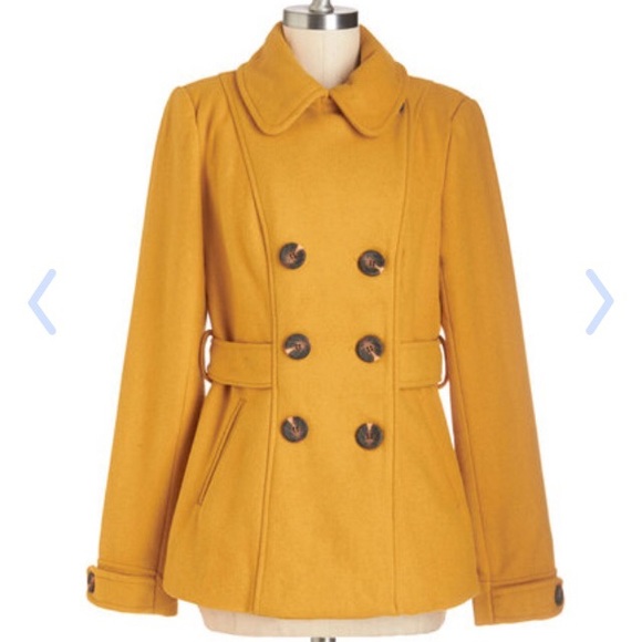 ModCloth Mustard Yellow Peacoat - Size XL
