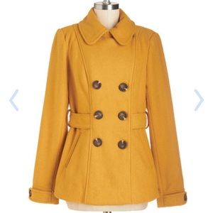 ModCloth Mustard Yellow Peacoat - Size XL