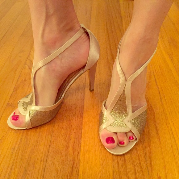 Adrianna Papell gold silk sandals