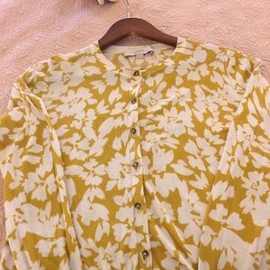 Yellow floral printed loft cardigan