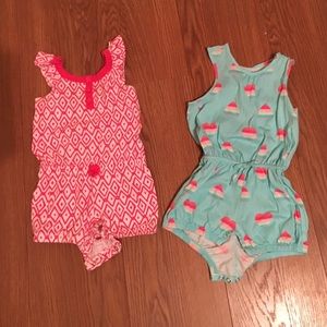 Toddler girl summer rompers in 2T.