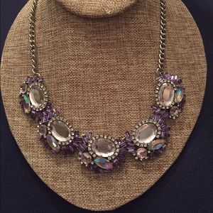 Purple and clear crystal necklace