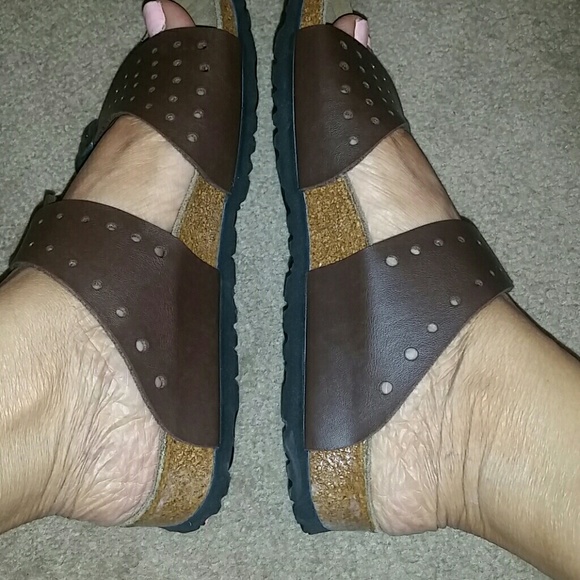 Birkis new brown double strap Birkinstocks - Picture 2 of 4
