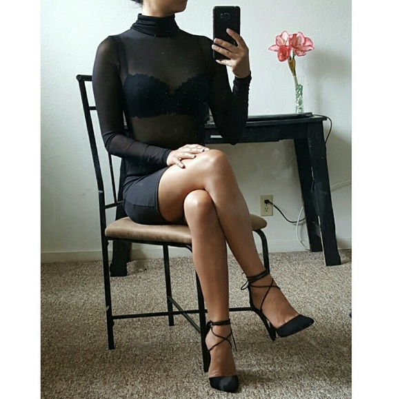 🏷SALE Black Mesh LS Bodysuit - Picture 3 of 3