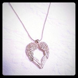 Angel wings shaped heart necklace