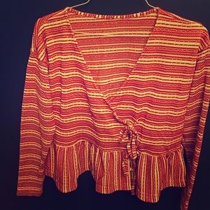 Anthropologie Peplum Tie Sweater Coat