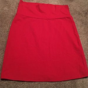 Red pencil mini skirt
