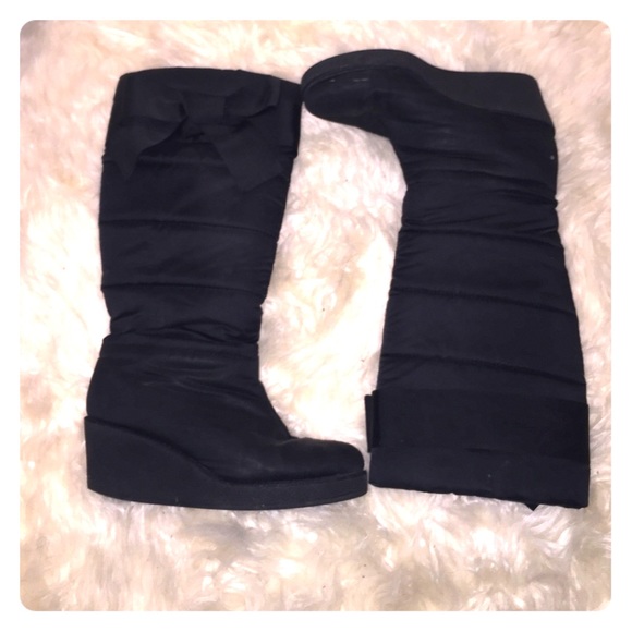 Kate Spade Black Nylon Quilted Snow Boots