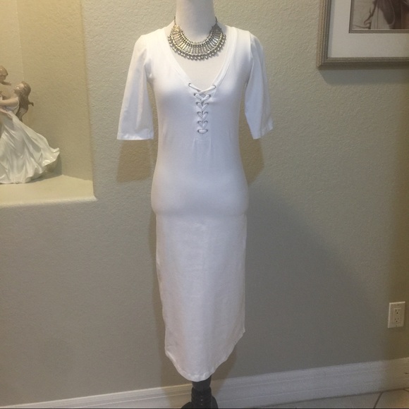 Monrow 3/4 sleeves lace up midi dress