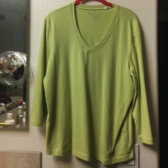 Chico's cotton size 3. 3/4 sleeve lime green