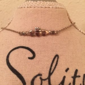 Claddagh Silver Anklet