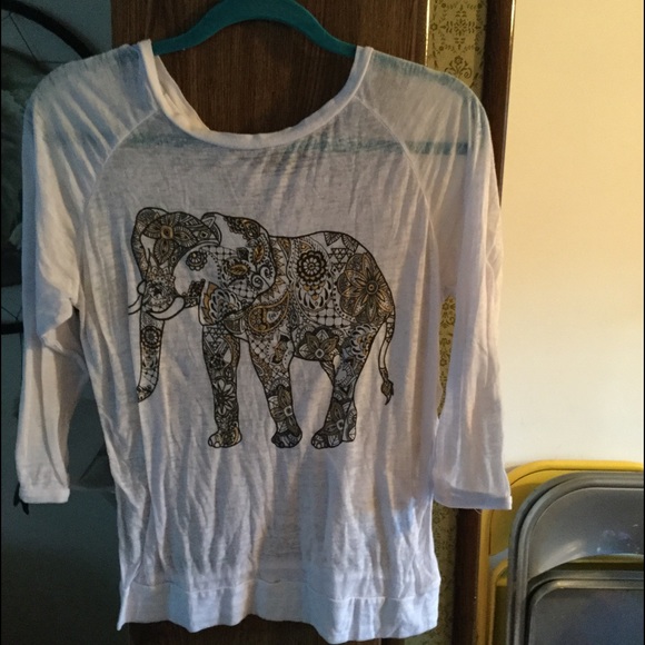 Semi sheer top with Elephant print ON SALE FOR DEC
