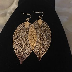 Leaf Gold tone earrings