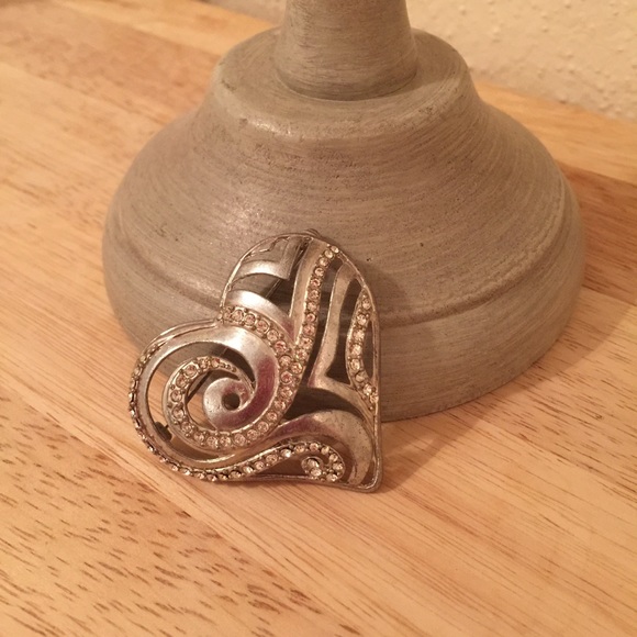 Chico's Silvertone Heart Brooch