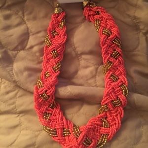 *BNWT* Hand beaded orange and gold necklace