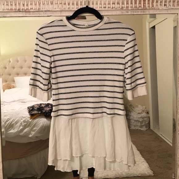 White and black striped top
