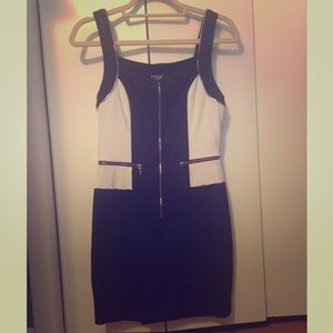 Black and white tank zipper dress