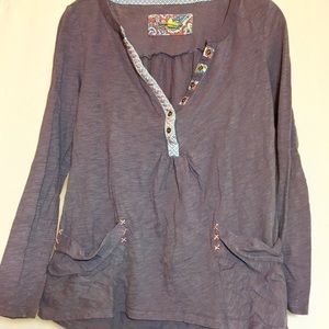 Little Yellow Button Calantha Henley M Lavender