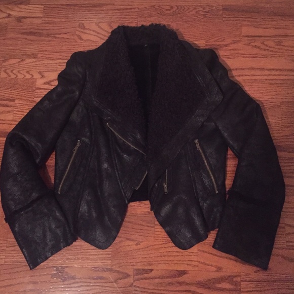 Sherpa lined faux suede jacket