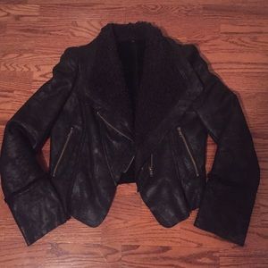 Sherpa lined faux suede jacket