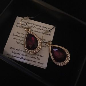 ruby red gold tone earrings
