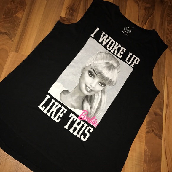 Barbie Tops - Black 'I woke up like this' Barbie tank