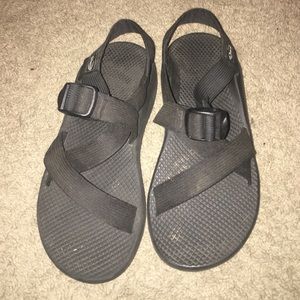 All black chacos.