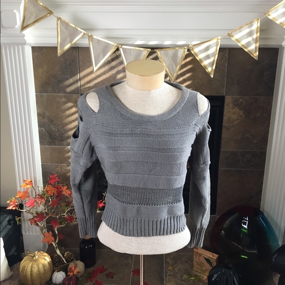 A/X Armani Exchange Tops - Armani Exchange Cold Shoulder Crop Sweater Gray