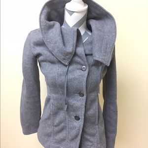 Gray Fleece Cowl Neck Jacket