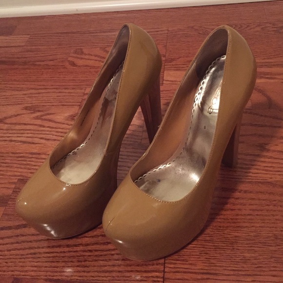 Faux leather platform high heels