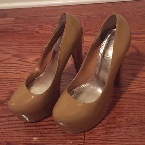 Faux leather platform high heels