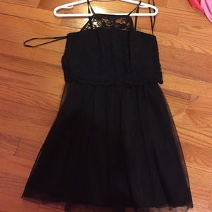 Black lace halter homecoming dress