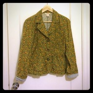 Corduroy green floral blazer