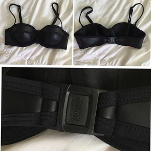 Black leather Triangl swim top