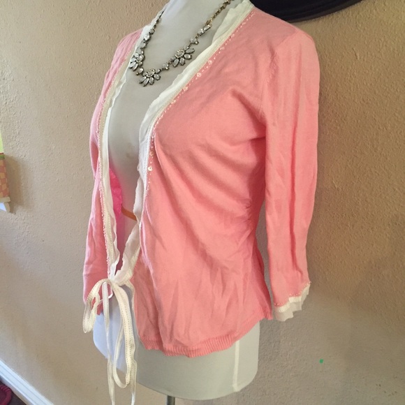 Nougat London pink 3/4 sleeve top with sequence - Picture 2 of 4