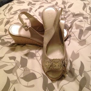 Silver wedge sandals