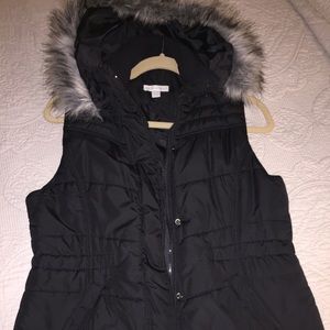 New York & Co. black vest with removal hood