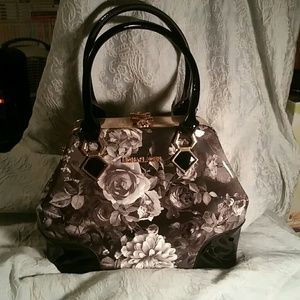 Black & White Rose Shoulder Bag